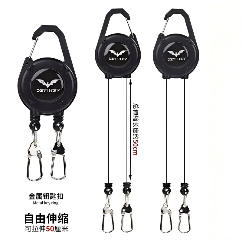 Double Headed Automatic Retractable Keychain Camping Hiking Supplies Anti-theft Elastic Keychain Carabiner Buckles 땡처리 캠핑용품