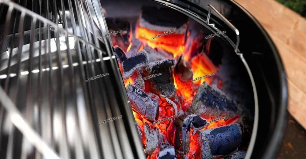 Durable Stainless Steel BBQ Charcoal Grill Slow Roasting Insert Water Container Outdoor Cooking Rack