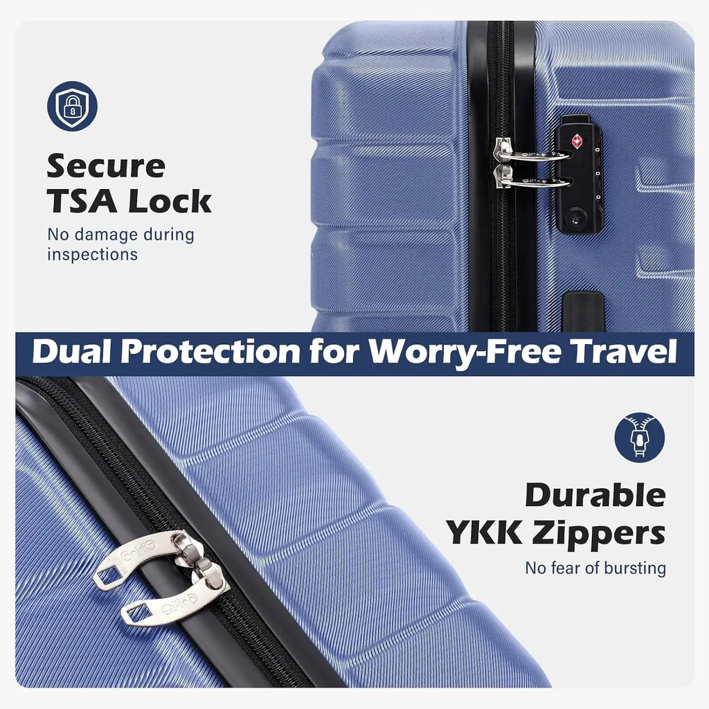 3 Piece Lightweight Expandable Hard Shell Luggage Set Large Checked Suitcase with Spinner Wheels, Customized