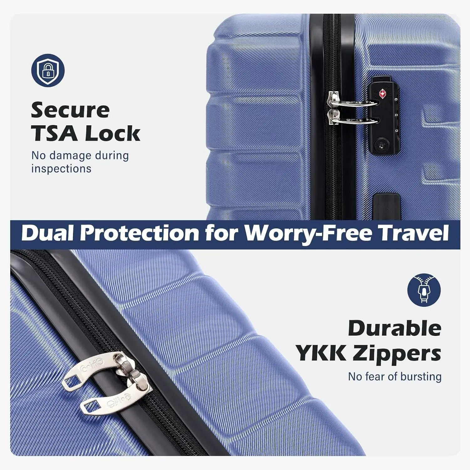 3 Piece Lightweight Expandable Hard Shell Luggage Set Large Checked Suitcase with Spinner Wheels, Customized