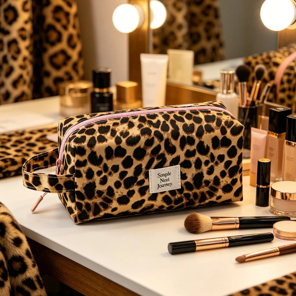 Cosmetic Bags Leopard Travel Bag Set Toiletry Bag Makeup Bag Portable Business Trip Luggage Clothing Organizer Clothing Bag