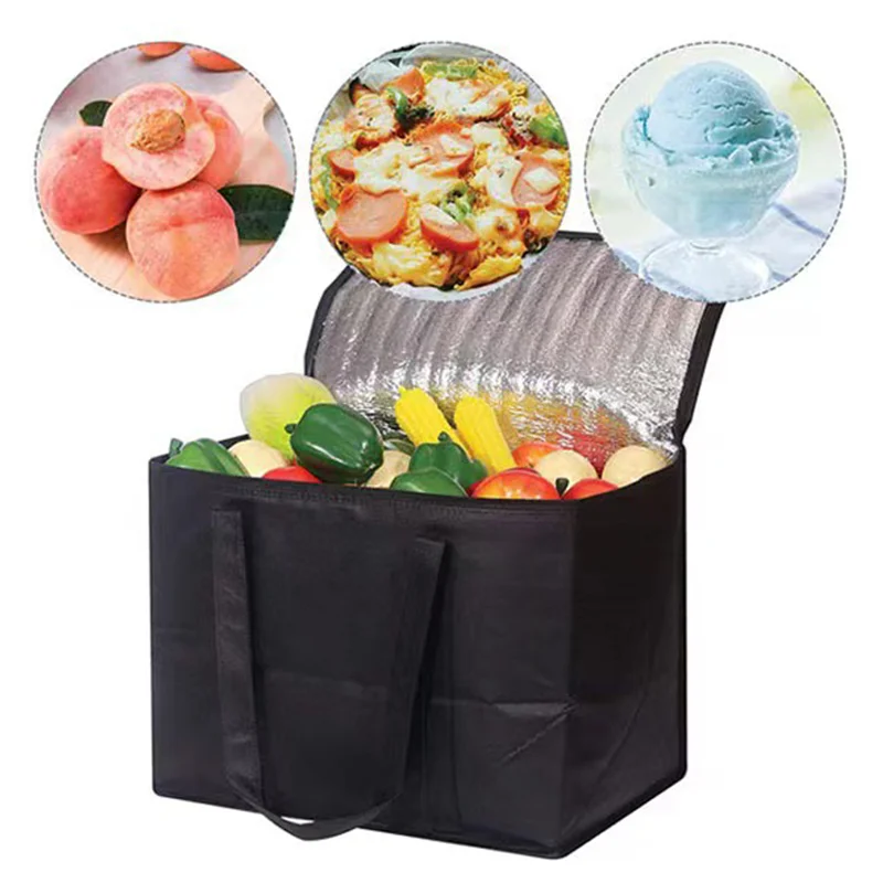 1pc Large Capacity Tote Cooler Grocery Bags, Foldable Storage Bag Thermal Insulation Picnic Bags Waterproof Lunch Delivery Box