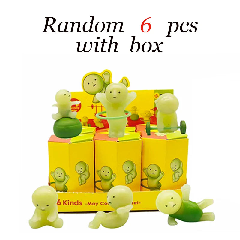 4 Multiple Series Noctilucent Green Doll Blind Mystery Box Action Figures Decoration Desktop Model Toy For Gift Surprise