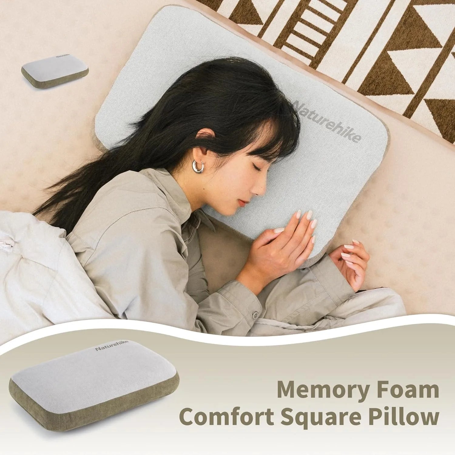 Naturehike Camping Pillow Portable Memory Foam Comfort Square Pillow Outdoor Travel Soft Sleeping Pillow