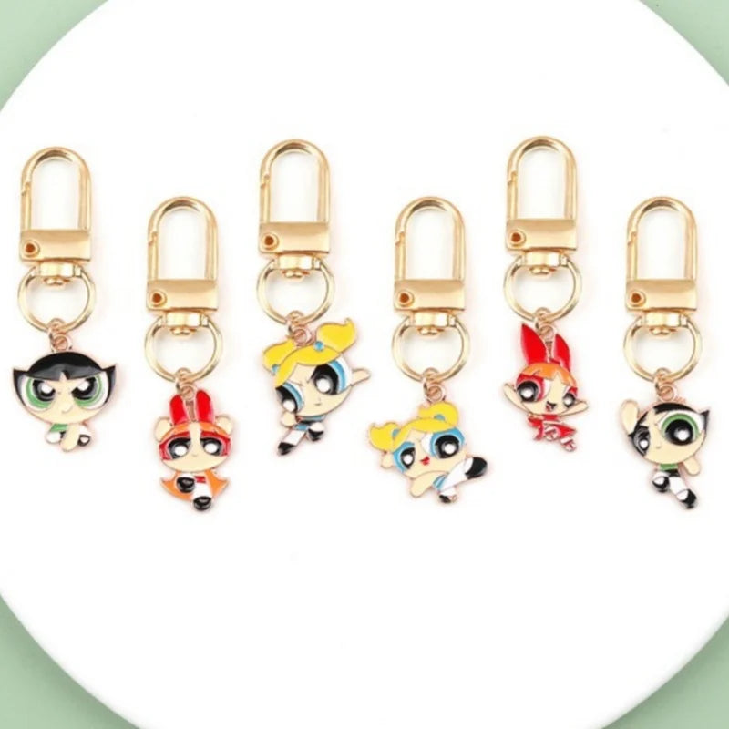 6pcs alloy drip oil cartoon girl keychain, suitable for bag hanging accessories, the best choice for gifts