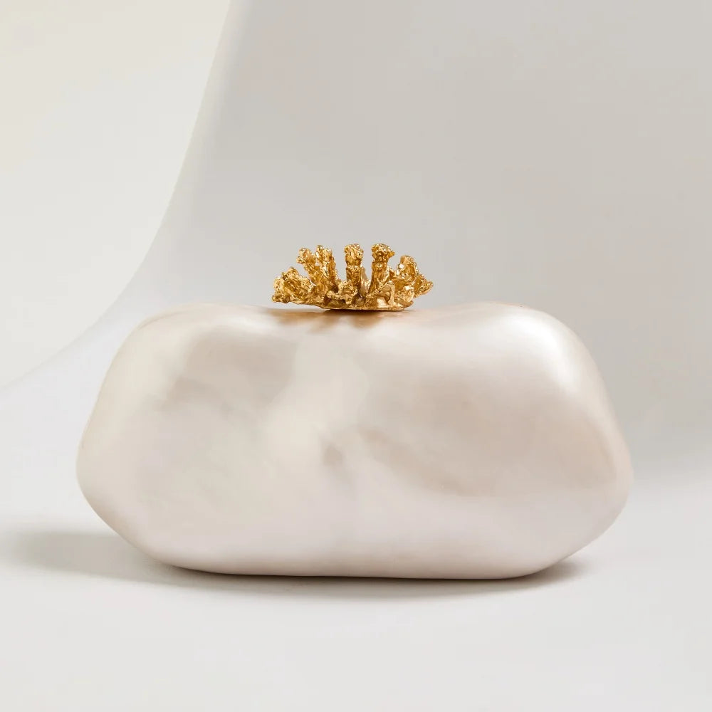Shell Party Clutch Bag Women Wedding Evening Party Cute Ivory Pearl Color Acrylic Purse Handbag Spring Summer New 2026