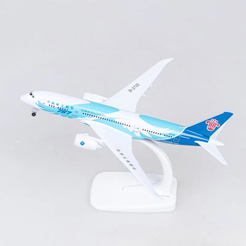 1/300 scale 20cm China Southern B787 Diecast Metal Toy Airplane Model Kit with Stand ＆Wheel for Collections Displays or Gift