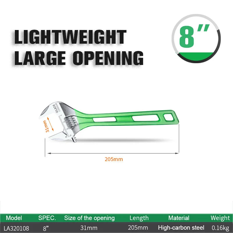 LAOA Large Opening Adjustable Wrench Light Spanner Multifunctional Bathroom Pipe Wrench 6-12 inch Plumbing Repair Hand Tools