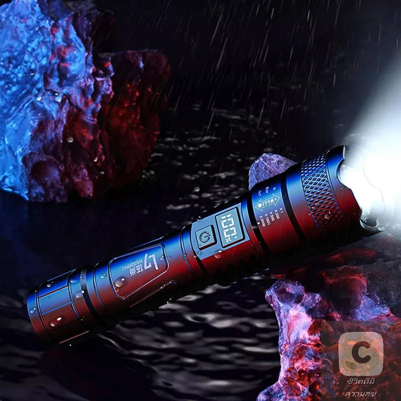 LED 18650 Flashlight Waterproof Camping Hiking Emergency Survival Lamp USB Rechargeable High Power Telescopic Zoom Flashlights