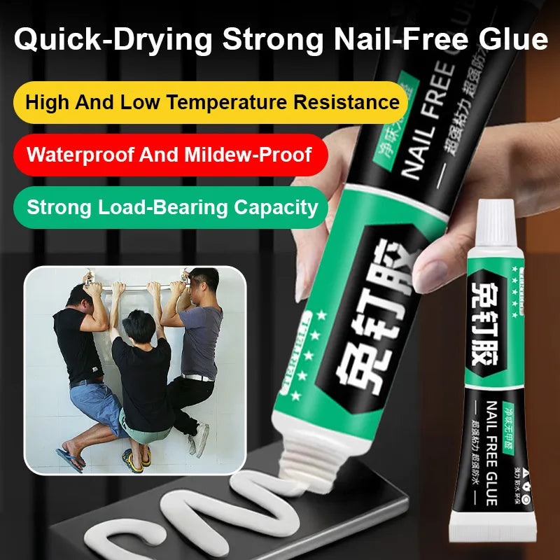 No Drill Strong Adhesive for Tile Wall and Metal Shelf Fast Drying White Latex Glue for Home Use Wall Mounting Bonding Solution
