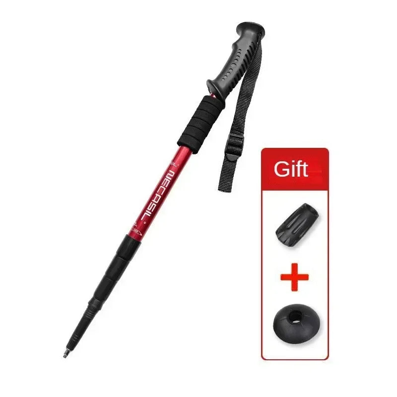 Aluminium Alloy Teleskopic Stick Hiking Poles Trekking Walking Sticks Ultralight Adjustable Walking Cane Telescopic Alpenstock