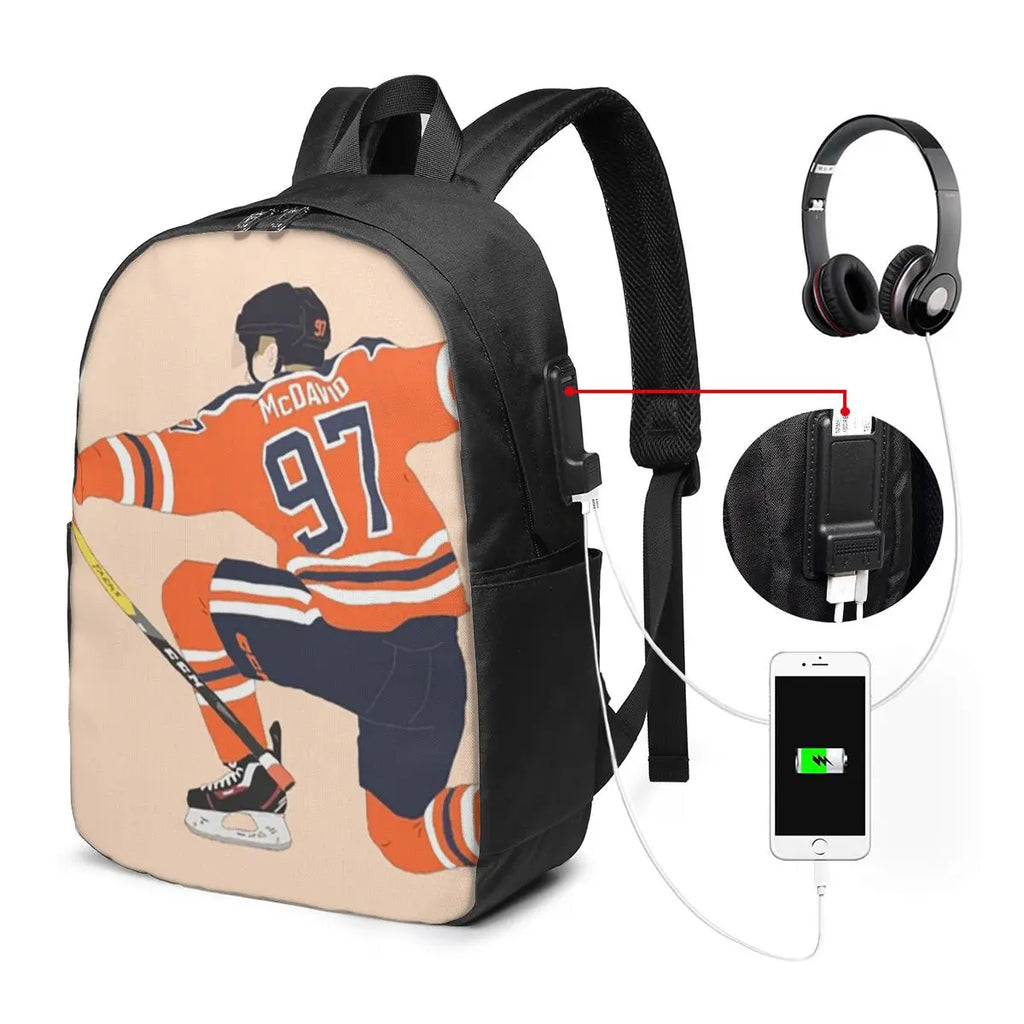Connor McDavid  For Edmonton Oilers Fans Backpack Travel Notebook Bag Computer College Student School Bag Laptop Shoulder Bags