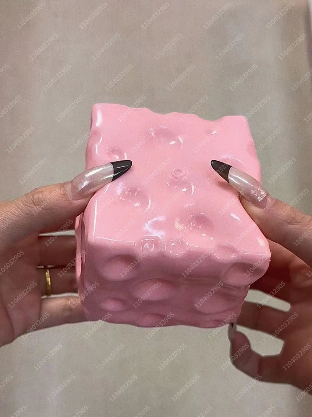 Jumbo Cheese Cube Stress Ball Big Cheese Shapeable Squeeze Ball Non-Bounce Fidget Toy ASMR Sensory Anti-Stress Christmas Gift