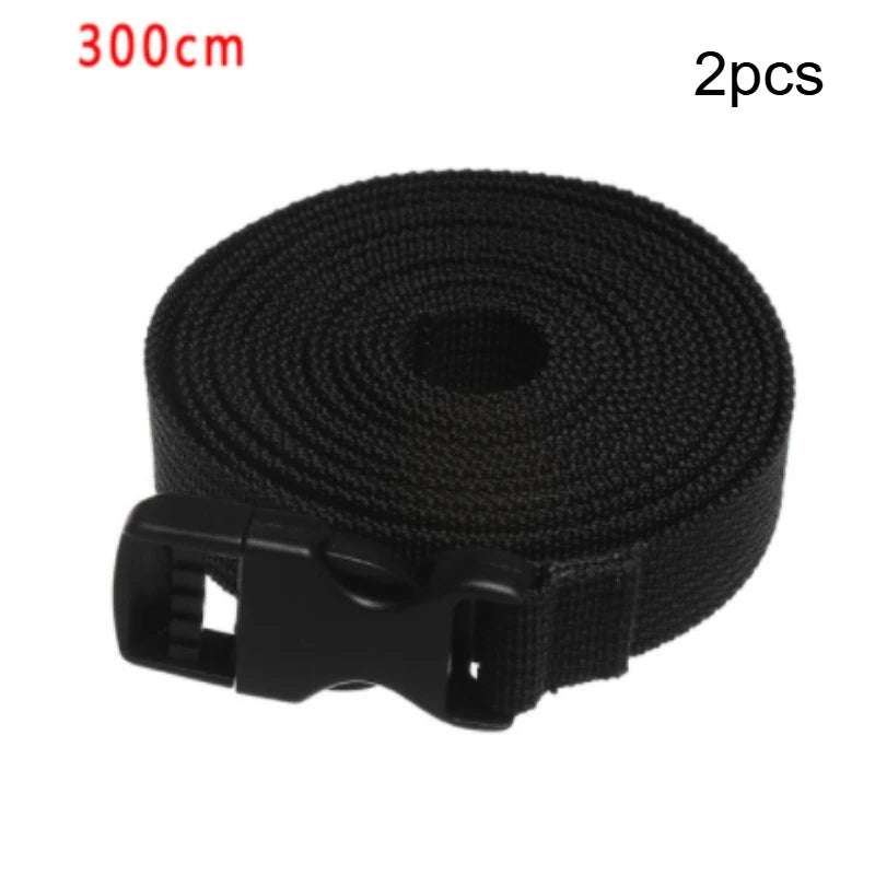 2pcs Travel Tied Black Durable Nylon Cargo Tie Down Luggage Lash Belt Strap With Cam Buckle Travel Kits Outdoor Camping Tool