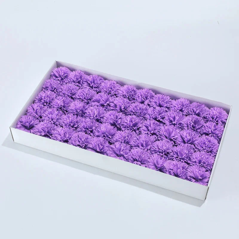 50Pcs Carnation Flowers Head for DIY Bouquet Craft-Long-Lasting Fragrant  Artificial Blooms Valentine's/Mother's Day Home Decor