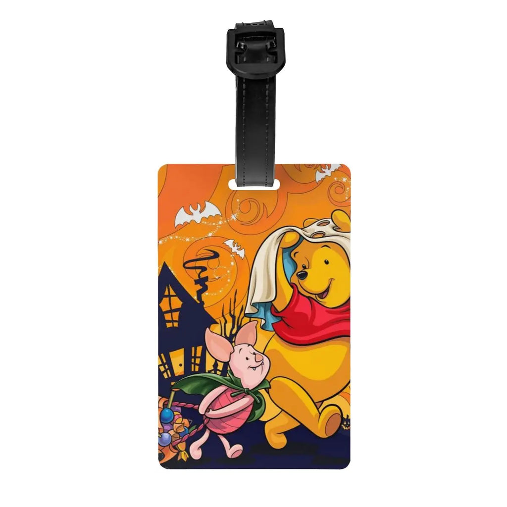 Custom Happy P-Piglets Anime Big Movie Luggage Tag With Name Card Privacy Cover ID Label for Travel Bag Suitcase