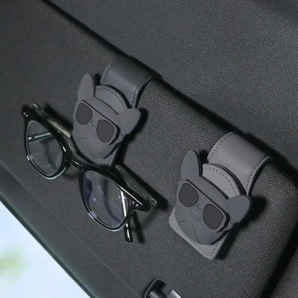 1Pcs Sunglasses Holder Is Suitable For Car Sunshades Magnetic Leather Sunglasses Clip And Ticket Clip Car Sunshade Accessories ﻿