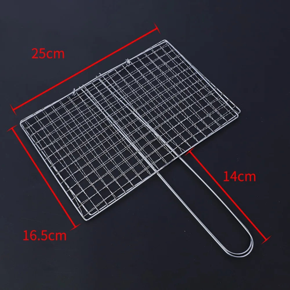 Barbecue Net Iron Mesh Clamp Grilling Basket Grill BBQ Tools Net Steak Meat Fish Net Vegetable Grilled Fish Net Camping Picnic