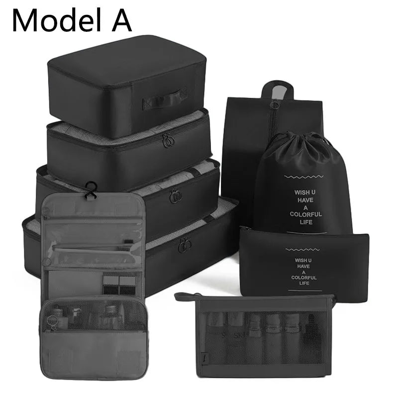 9Pcs/set High Quality Luggage Storage Bags For Packing Cube Clothes Underwear Cosmetic Bag Travel Suitcase Organizer Bag Pouch