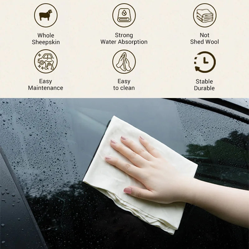 SEAMETAL Natural Chamois Car Cleaning Towel Suede Deerskin Cloth Quick Dry Wash Towel Super Absorbent Rags for Car Wash Care