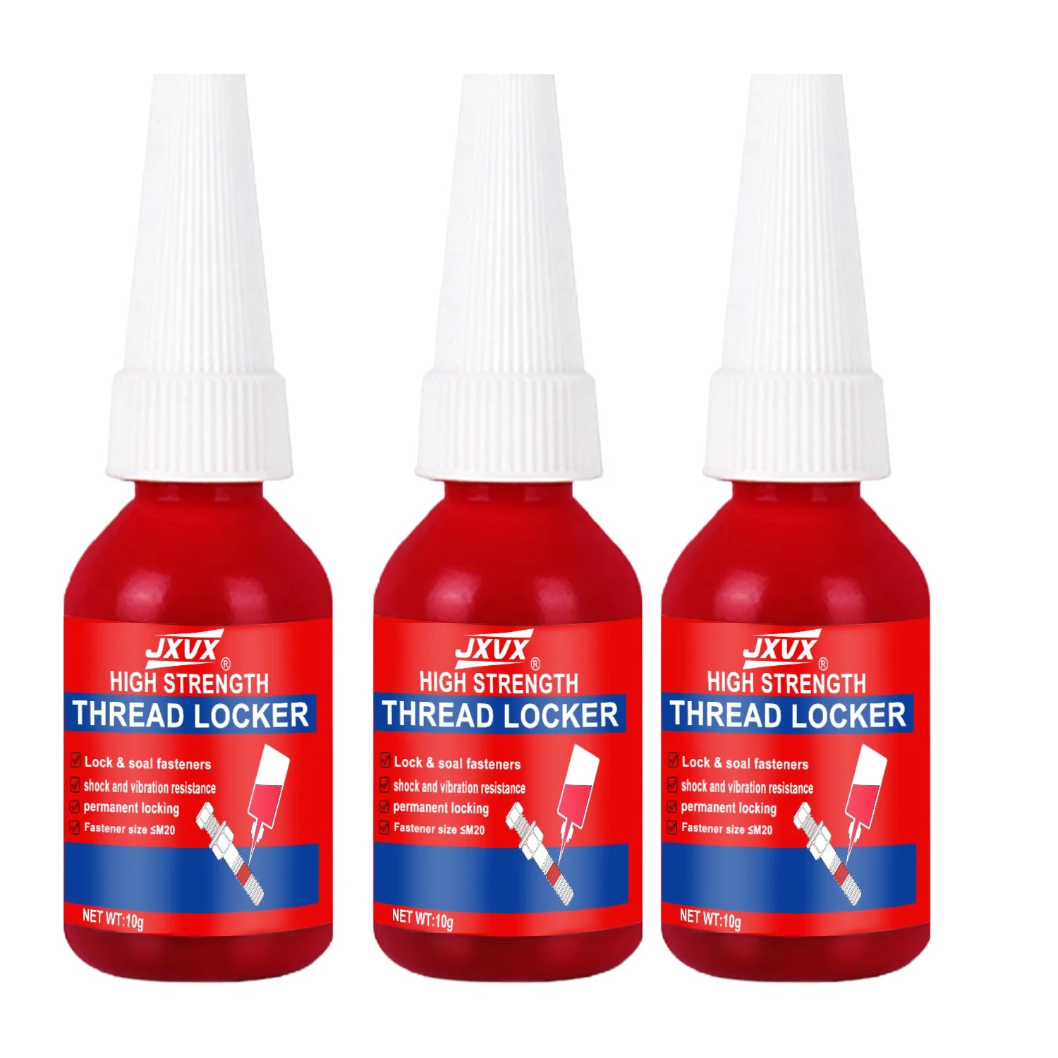 JXVX Threadlocker 10ml 271 High Strength Anaerobic Adhesive for Screw Fixing Anti-loosen Sealant Suitable for All Metal Threaded