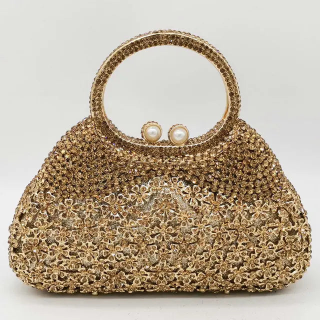 Boutique De FGG Elegant Silver Crystal Clutch Bags for Women Formal Party Totes Handbags Bridal Wedding Rhinestone Purses Bag