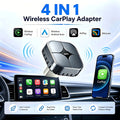 2026 NEW 4 IN 1 Wireless CarPlay Adapter Convert OEM Wired CarPlay Android Auto To Wireless AirPlay Miracast Screen Mirroring