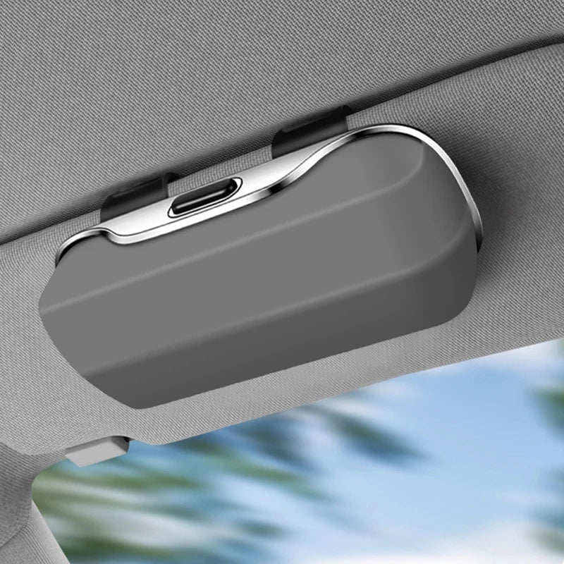 Universal Clip-On Car Sunglasses Holder — Sun Visor Eyeglass Case, Soft-Lined, Anti-Scratch, Durable ABS, Fits All Vehicles