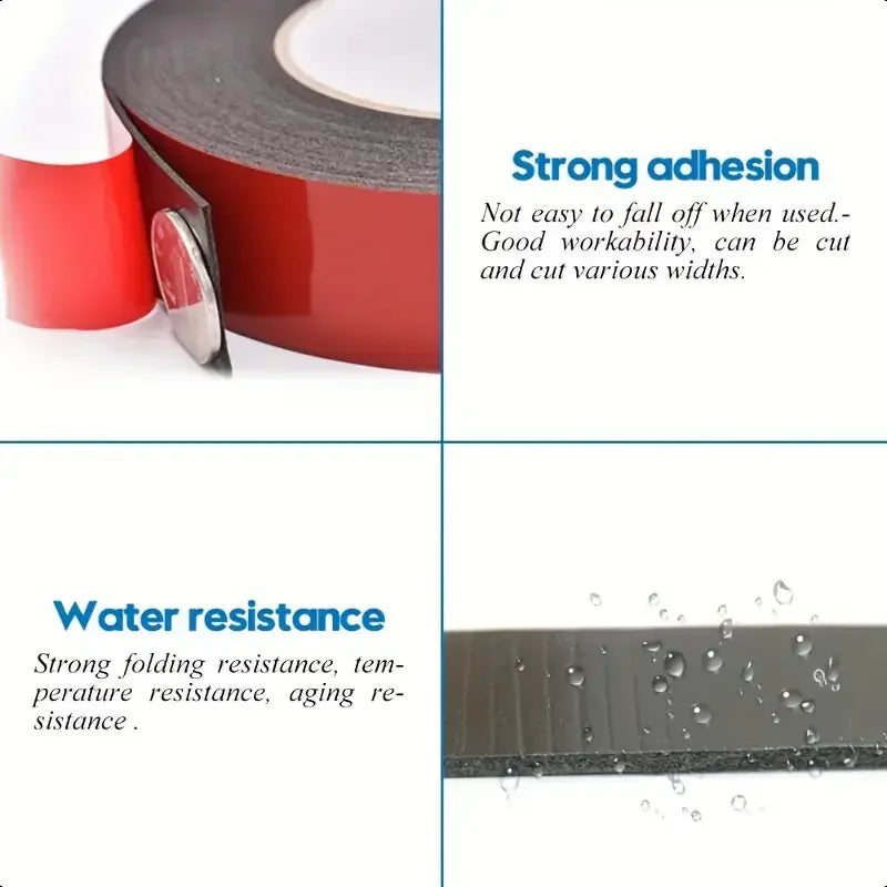 5/10/15/20MM Double-Sided Black PE Tape Red Film Foam Sponge Strong Adhesive Wall Mounting Tapes Traceless Sticker Length 10M