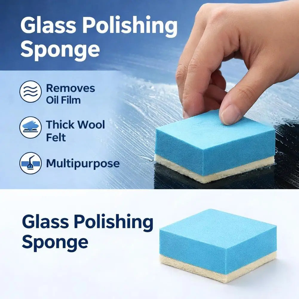 Car Glass Oil Film Remover Sponge Auto Window Polish Pad Degreasing Cleaning Wipe Wool Felt Waxing Sponge Brush Tool Accessories