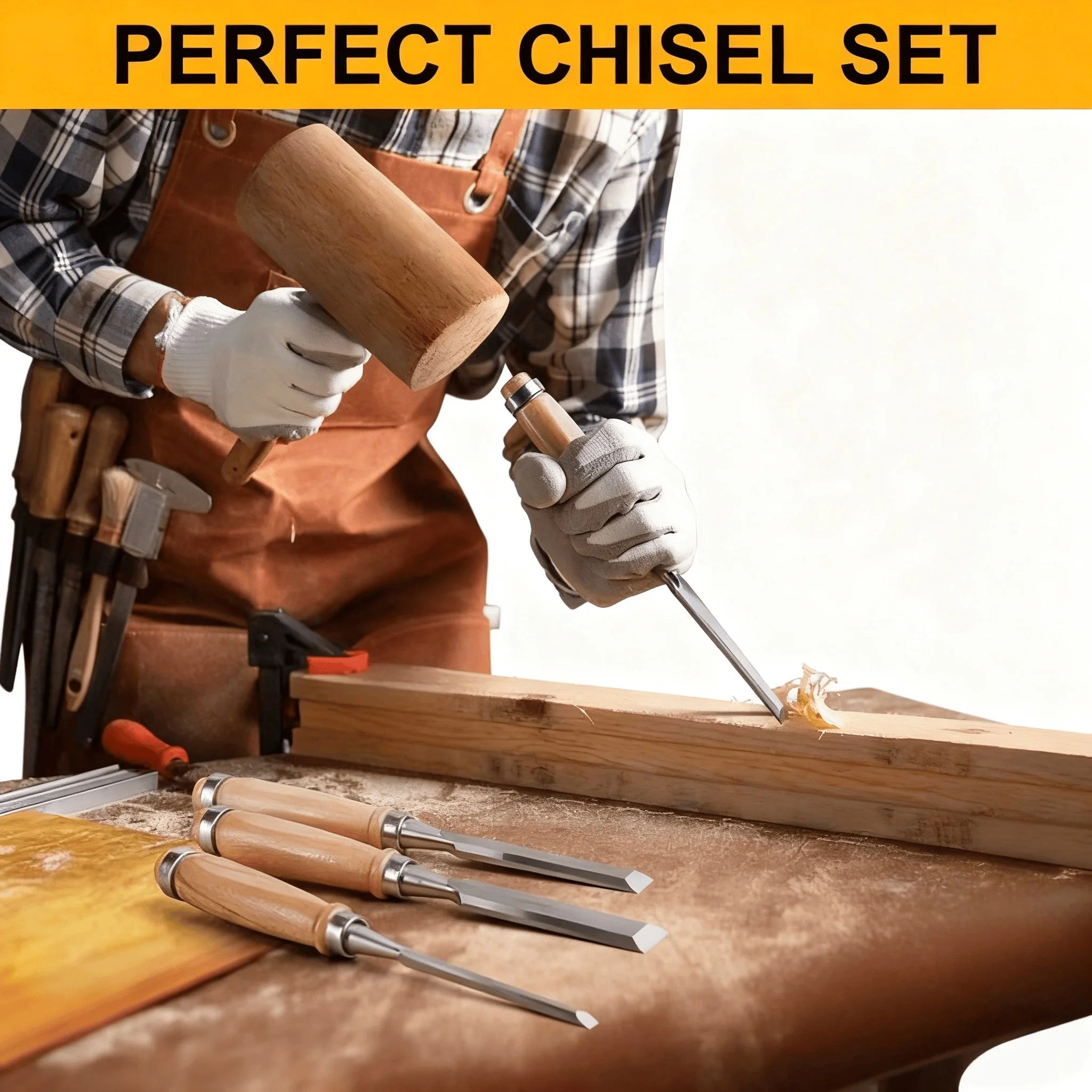 6/12/18/24mm 4Pcs Wood Carving Chisels Set Professional for Woodworking with Ergonomic Wood Carving Tools DIY Auxiliary Tools