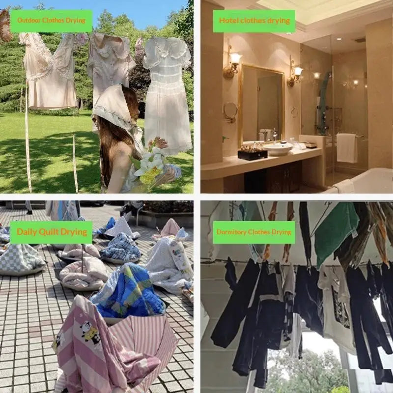 ★▲Retractable Travel Laundry Drying Rope 8M Space Saving Non-slip Clothesline for Outdoor Camping Balcony Home Use