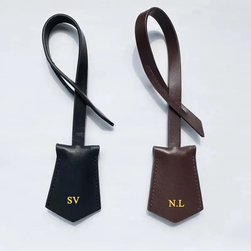 Custom Initials Fashion Women Travel Luggage Tag Genuine Leather Bag Charm Pendant Accessories Vegetable Leather Hang Tag Label
