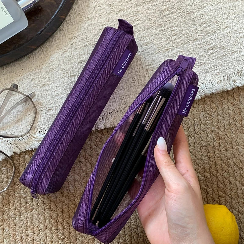 Mesh Pencil Case Ins Style Pen Storage Bag Stationery Pouch Pencil Case For Exams Back to School Supplies Teacher's Day Gift