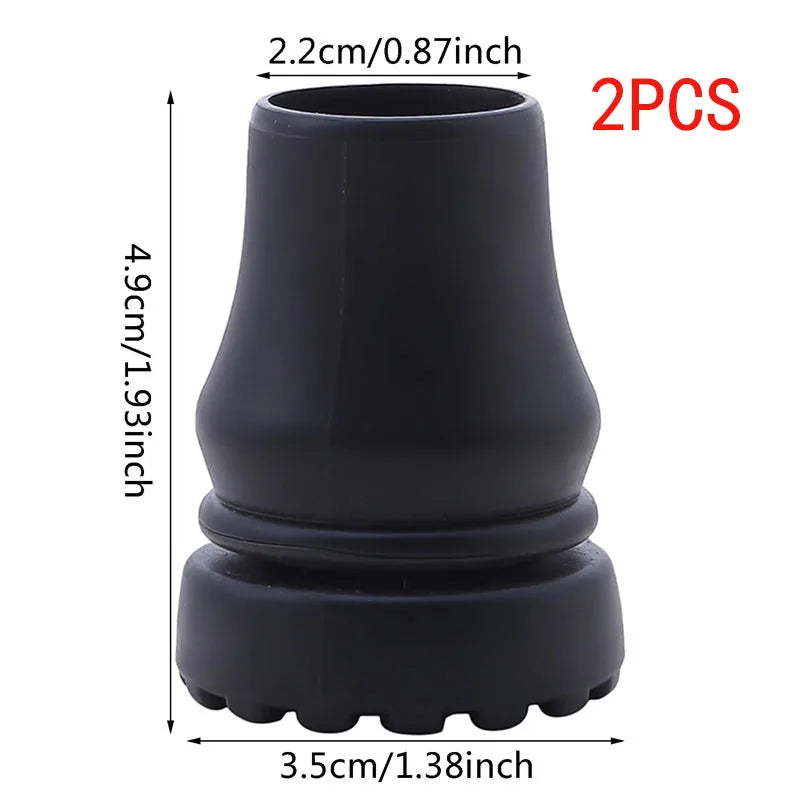 Rubber Pad Cap Non-Slip Walking Stick Crutch Cane Bottom Pads Cover Protector Climbing Hiking Trekking Pole Tip Black 16/19/22mm