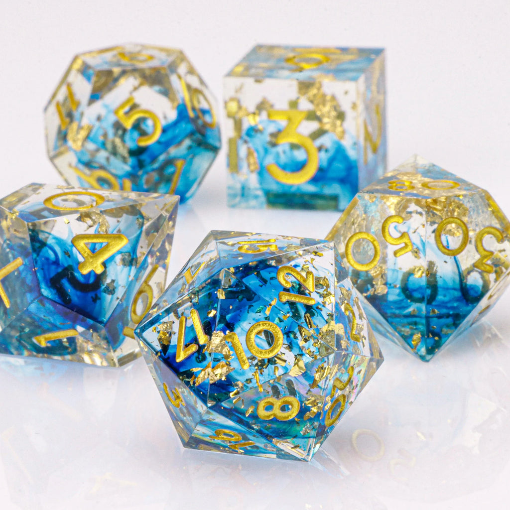 DnD Handmade Resin Dice, Polyhedral Dice Set for Dungeons and Dragons, D and D Dice, Sharp Edged Resin D&D Dice, D20 Dice