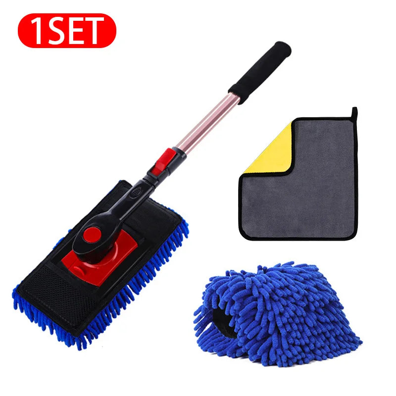 SEAMETAL Telescoping Car Wash Brush Mop Towel Kit Long Handle Chenille Mop Brusher Car Washing Dust Removal Cleaning Supplies