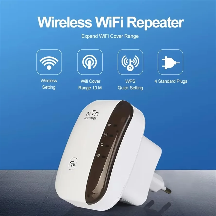 Wifi Repeater Wireless Signal Amplifier Extended Network Enhancer EU US Home Router 300m Through The Wall Bedroom Receive Moving