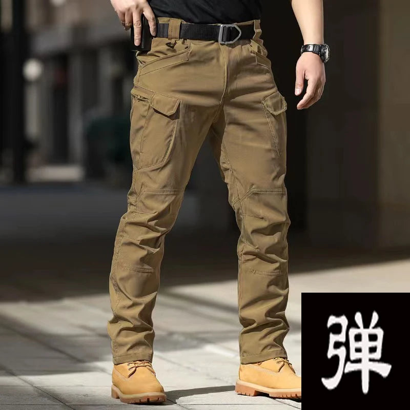 Men's Spring Autumn Tactical Combat Gargo Elastic Camping Hiking Trekking Climbing Outdoor Trousers Softshell Quick Dry Pants