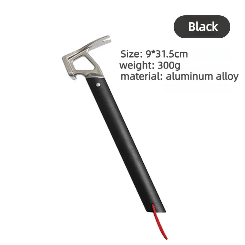 Lightweight Aluminum Handle Multi-use Camping Hammer Stainless Steel Outdoor Survival Gear for Tent Tarp Stakes Multitool