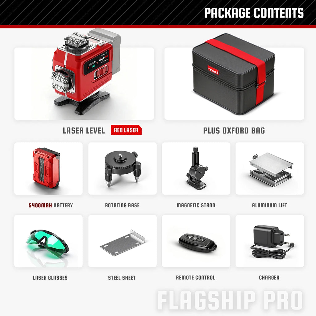 Construction Grade Red/Green Laser Level 16 Lines Self Leveling Strobe Flash Aluminum Base Touch Screen 5000mAh for Wall Work