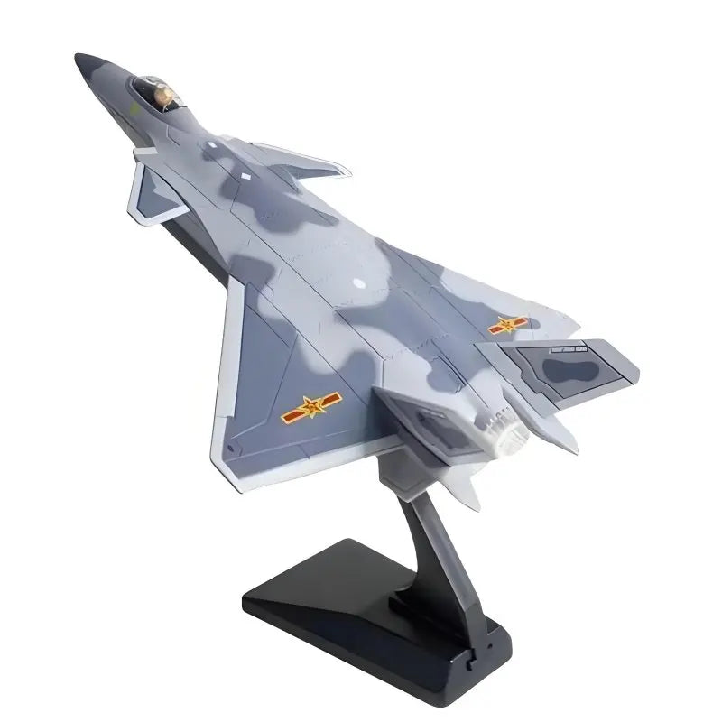 J20 Fighter Alloy Model, Stealth Aircraft Simulation, Display Decor for Boys, Kids, with Stand