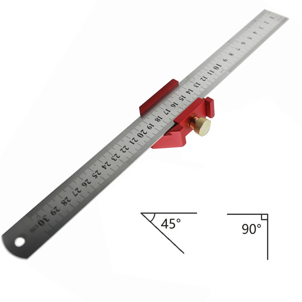 Multifunction Angle Ruler Positioning Limiter Marking Ruler 45/90 Degree Square Right Angle Ruler Line Scriber Measuring Tools