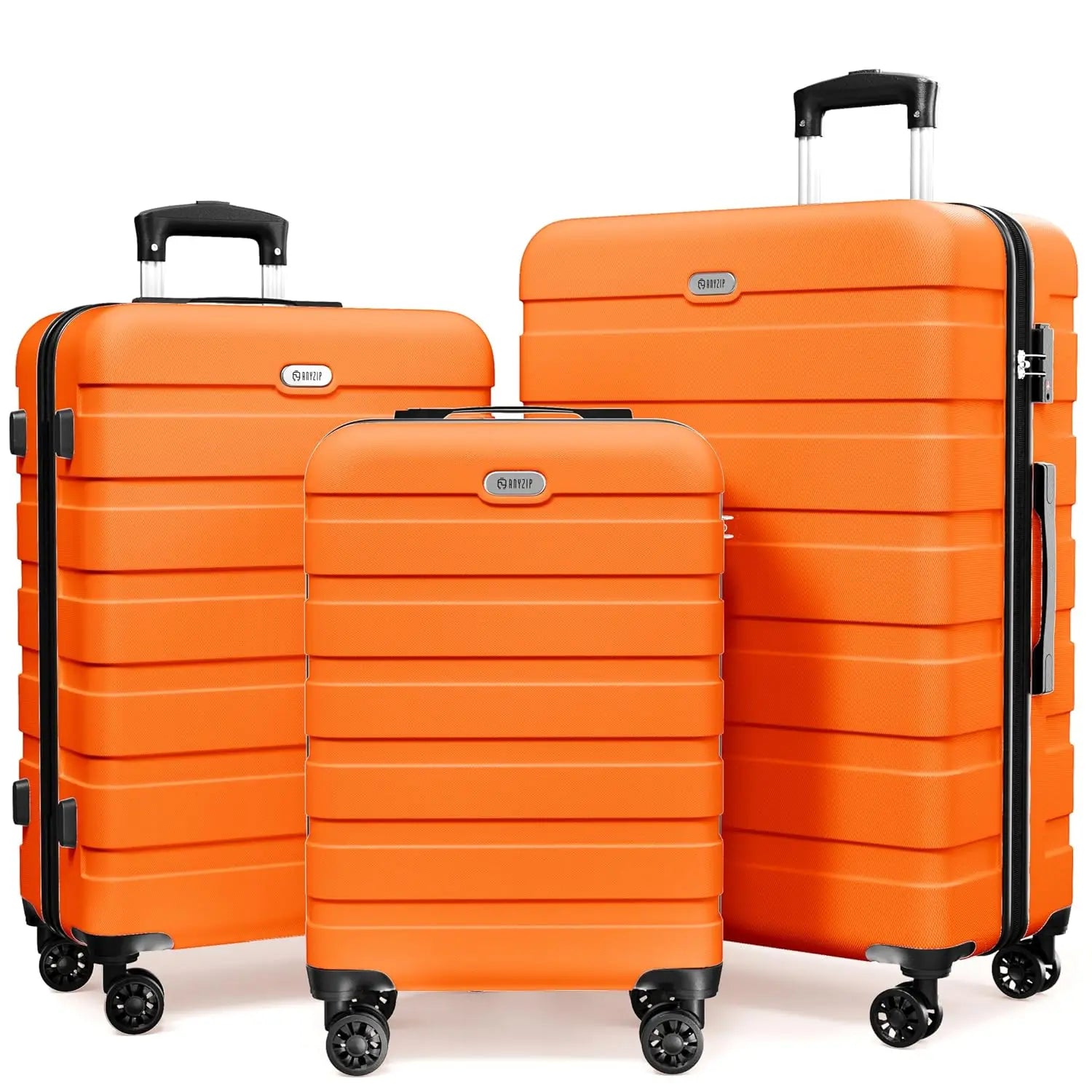 3 Piece PC ABS Hardshell Luggage Set Lightweight Travel Suitcases 4 Double Spinner Wheels TSA Lock, Customized