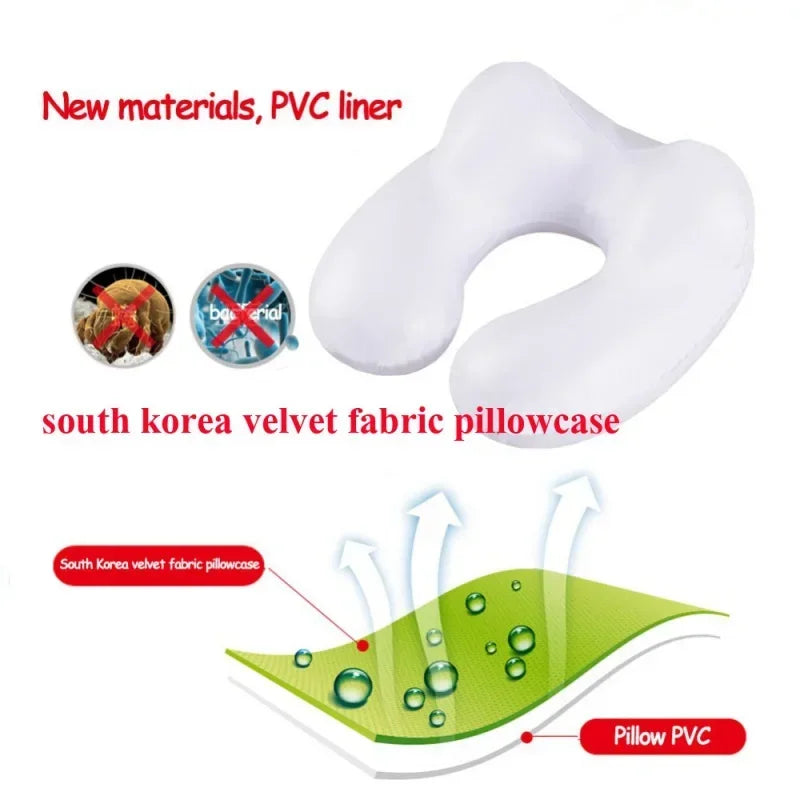 4-Color U-Shape Inflatable Travel Pillow Comfortable Neck Support for Airplane Sleep Travel Accessories Home Textile