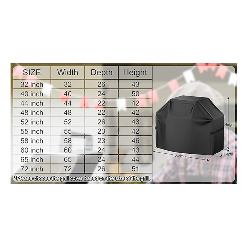 Gas Grill Cover 22-72 Inch, Waterproof Anti-UV Fade Resistant BBQ Cover, Hook-and-Loop Straps for Most Grills
