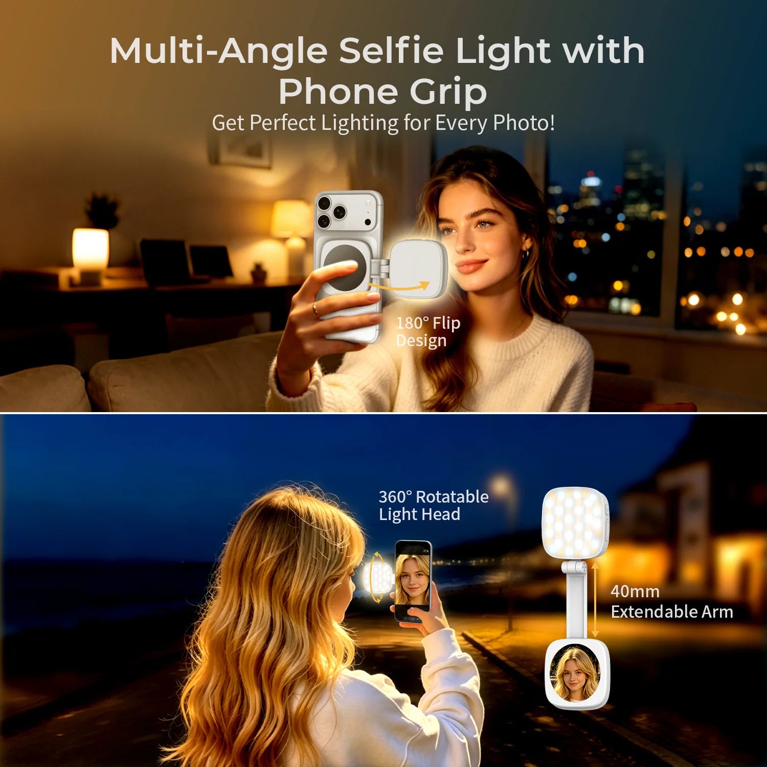 COMITOK ARCO BINER Magnetic Phone Camera Grip with Light for iPhone 17 Detachable Remote Ergonomic Holder for Selfie Vlog Video