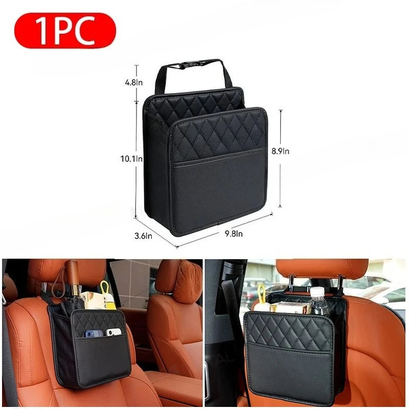 Car Seat Back Storage Box Universal Hanging Headrest Organizer Foldable Storage Pocket for Phone Umbrella Tissue Holder