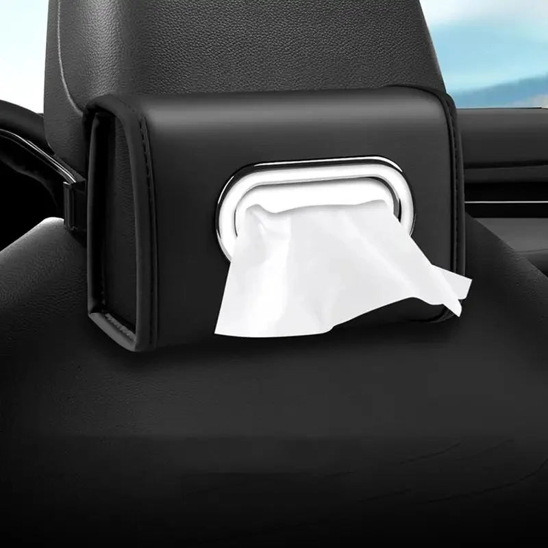PU Leather Car Tissue Box Holder for Center Console Armrest Hanging Multi Functional Napkin Box Car Accessories
