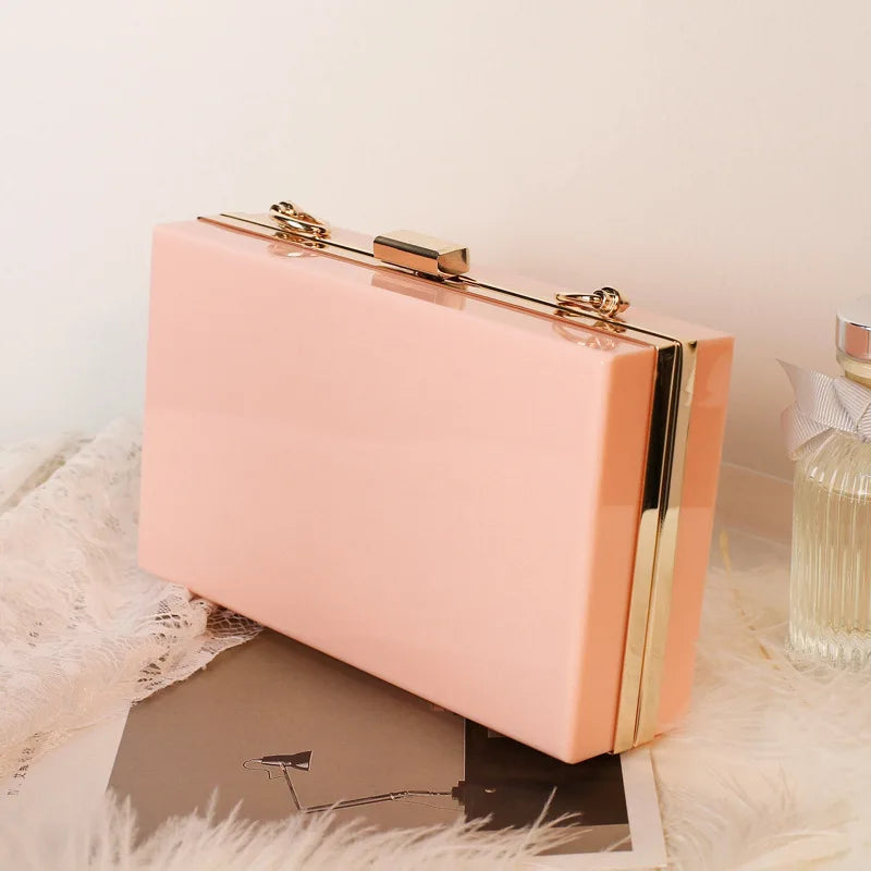 New Acrylic Transparent Women Clutch Bag Chain Luxury Brand Women Messenger Bag Evening Bags Handbag Chain Shoulder Bag